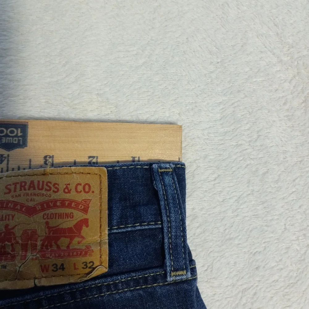 Levi 513 Slim Straight Jeans Mens 34x32 Blue Denim Stretch Pants